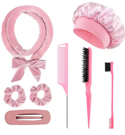 Night Kit Curl Care rosado: las 8 piezas del set